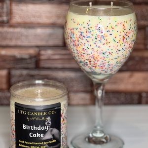 Hand poured Soy Candle in our signature wine glass - Happy Birthday 🥳🥳🥳